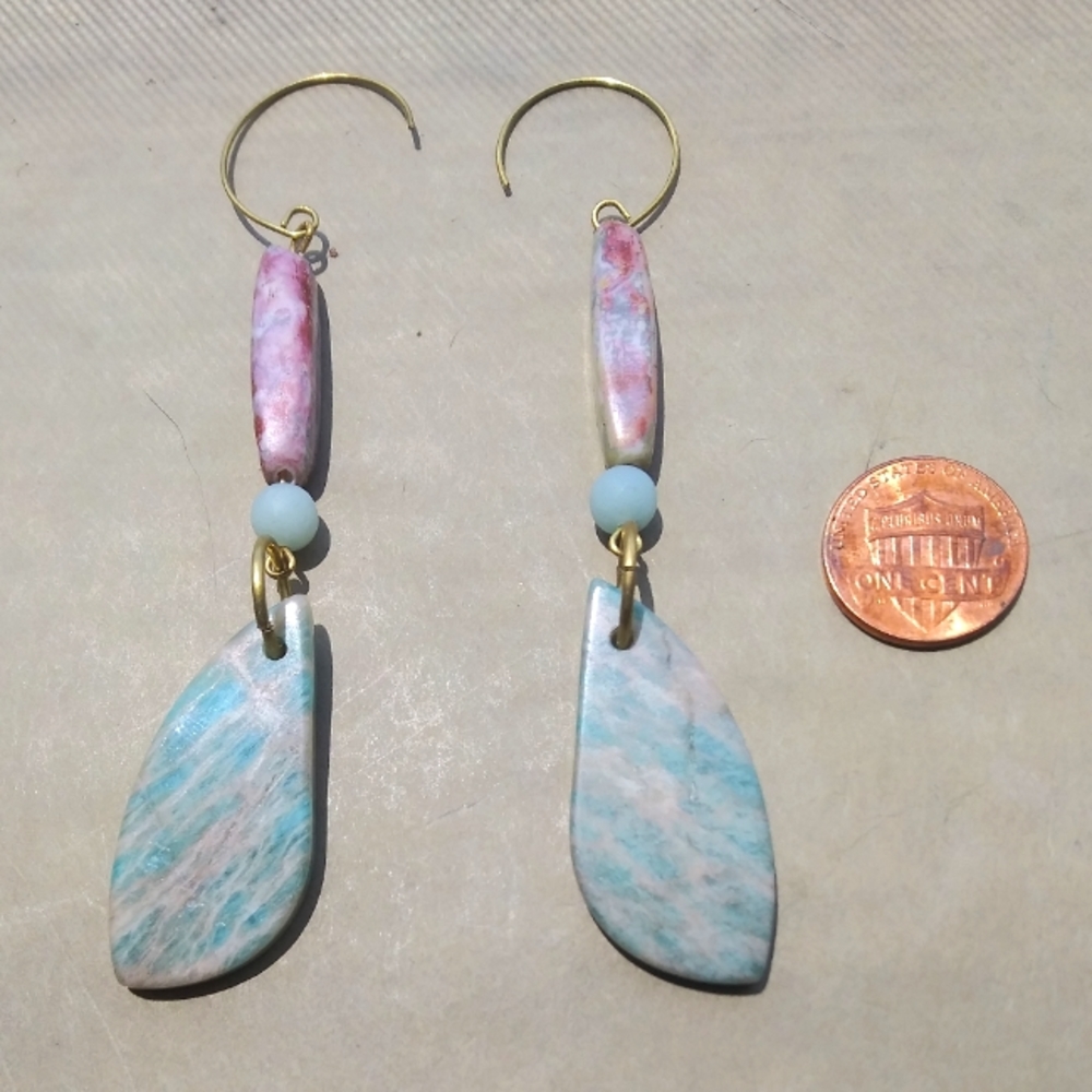 'Wings' Amazonite Earrings - Picture 2 of 6